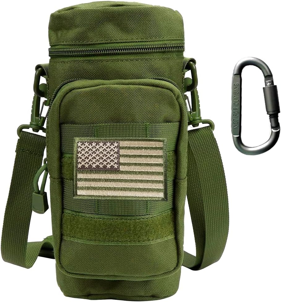 PXIRANZR Outdoor Tactical Molle Water Bottle Bag, Multi-Function Water Bottle Bag, Waist Large-Capacity Water Bottle Bag, Detachable Adjustable Shoulder Strap, D-Shaped Hanging Buckle (Black) : Sports & Outdoors