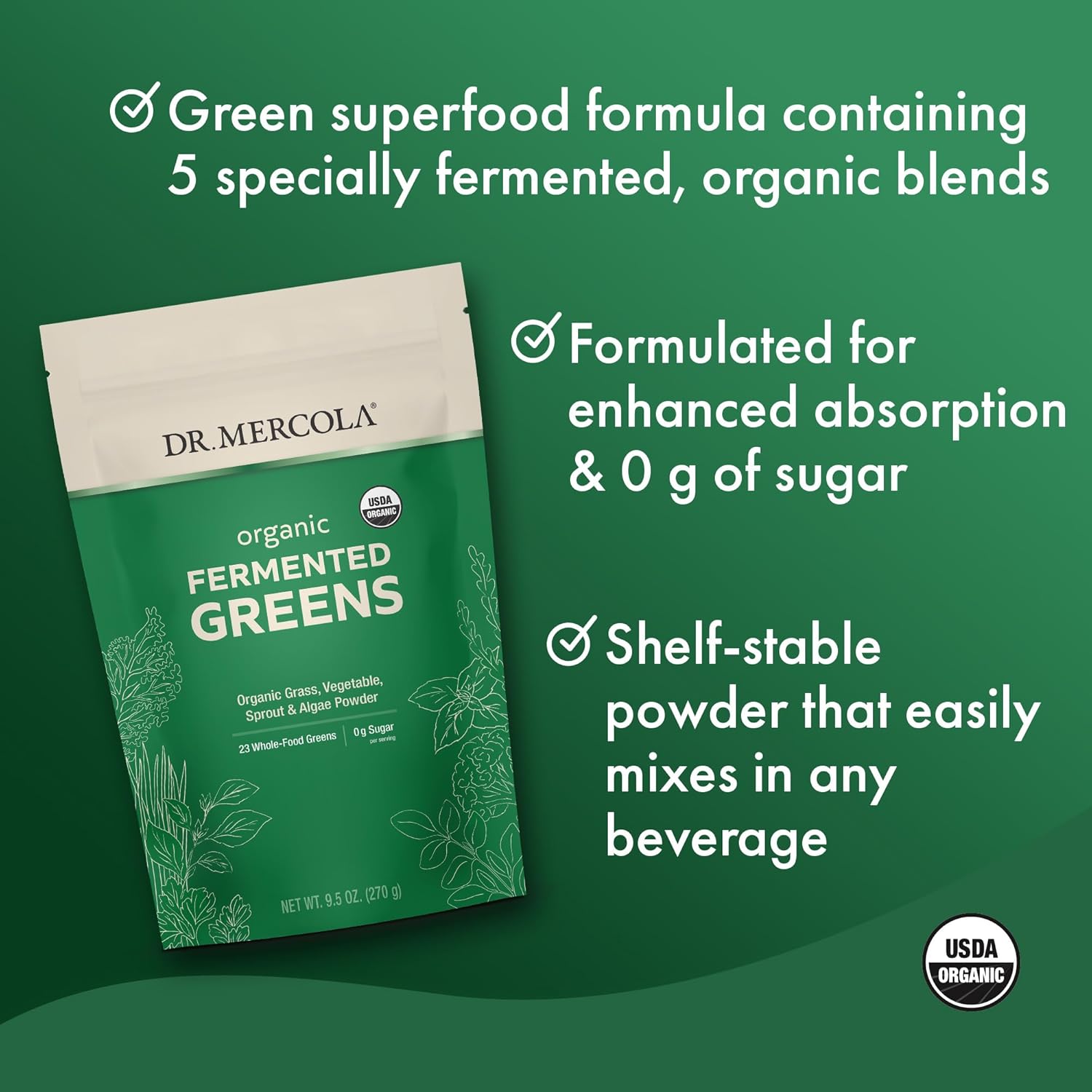 Organic Fermented Greens Powder - Supports Distive &
