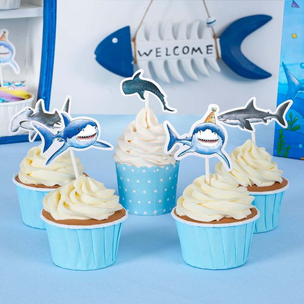Grattis Pu00e5 Fu00f6delsedagen Shark Banner - Haj Party Dekorationer Fu00f6r Pojkar Pojkar Haj Fu00f6delsedag Banner Hav Tema Party Supplies Tema Party Under Havet