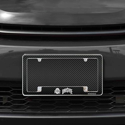 Miniatura 44 de Rico Industries NCAA Carbon Fiber 12" x 6" Chrome All Over Automotive License Plate Frame for Car/Truck/SUV
