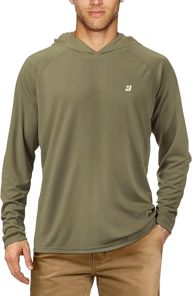 Roadbox UPF 50+ Fishing Shirts for Men, Long Sleeve UV Sun Protection Hoodie, Outdoor Hiking Running Swimming Rash Guard Global Recycled Standard