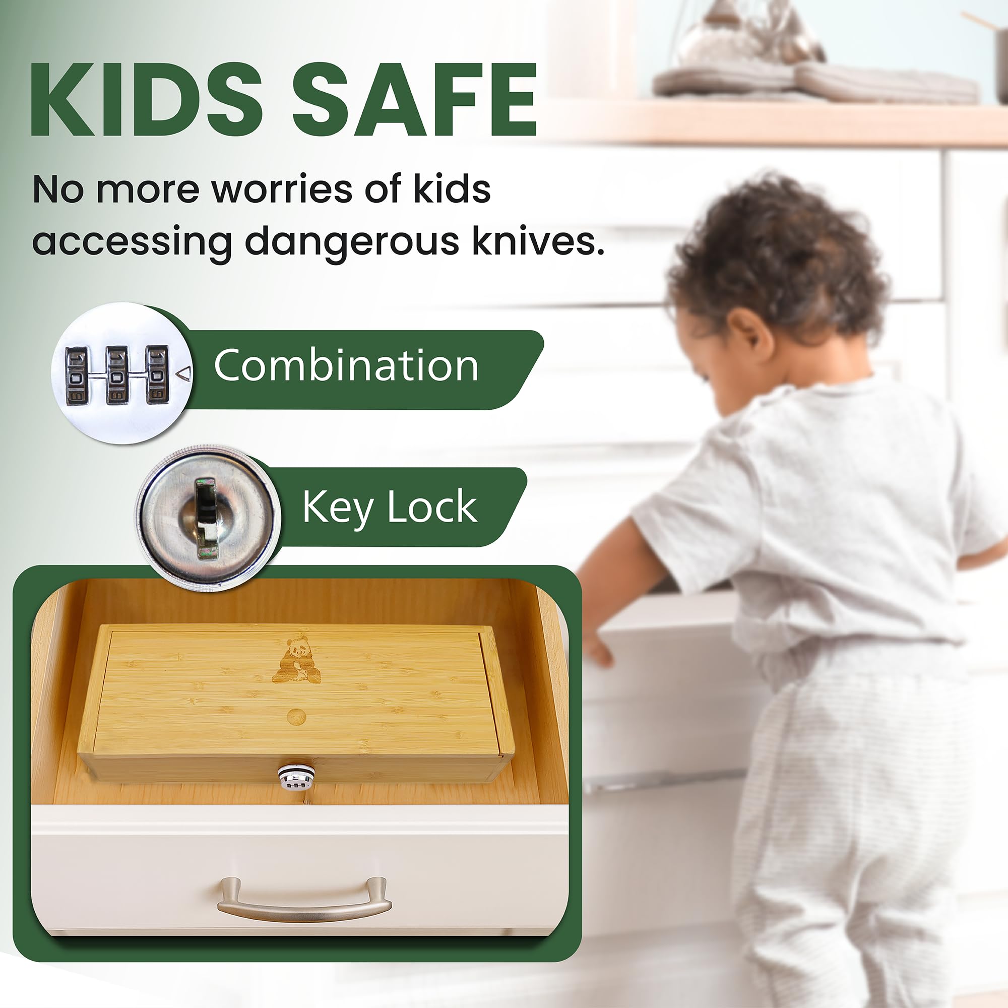 Secure Knife Box Snapklik.com : Kid Safe In-Drawer Bamboo Sharp Knives Holder ...