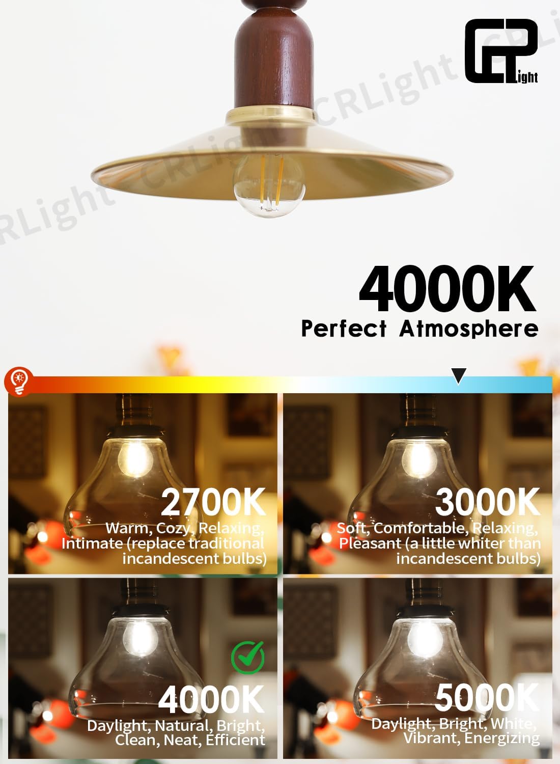 CRLight 2W LED Globe Dimmable Bulb 4000K Neutral White, 30W Equivalent 300LM, E26 Vintage Edison Tiny G14 / G45 Clear Round Light Bulbs for Chandelier Bathroom Vanity Mirror, 12 Pack