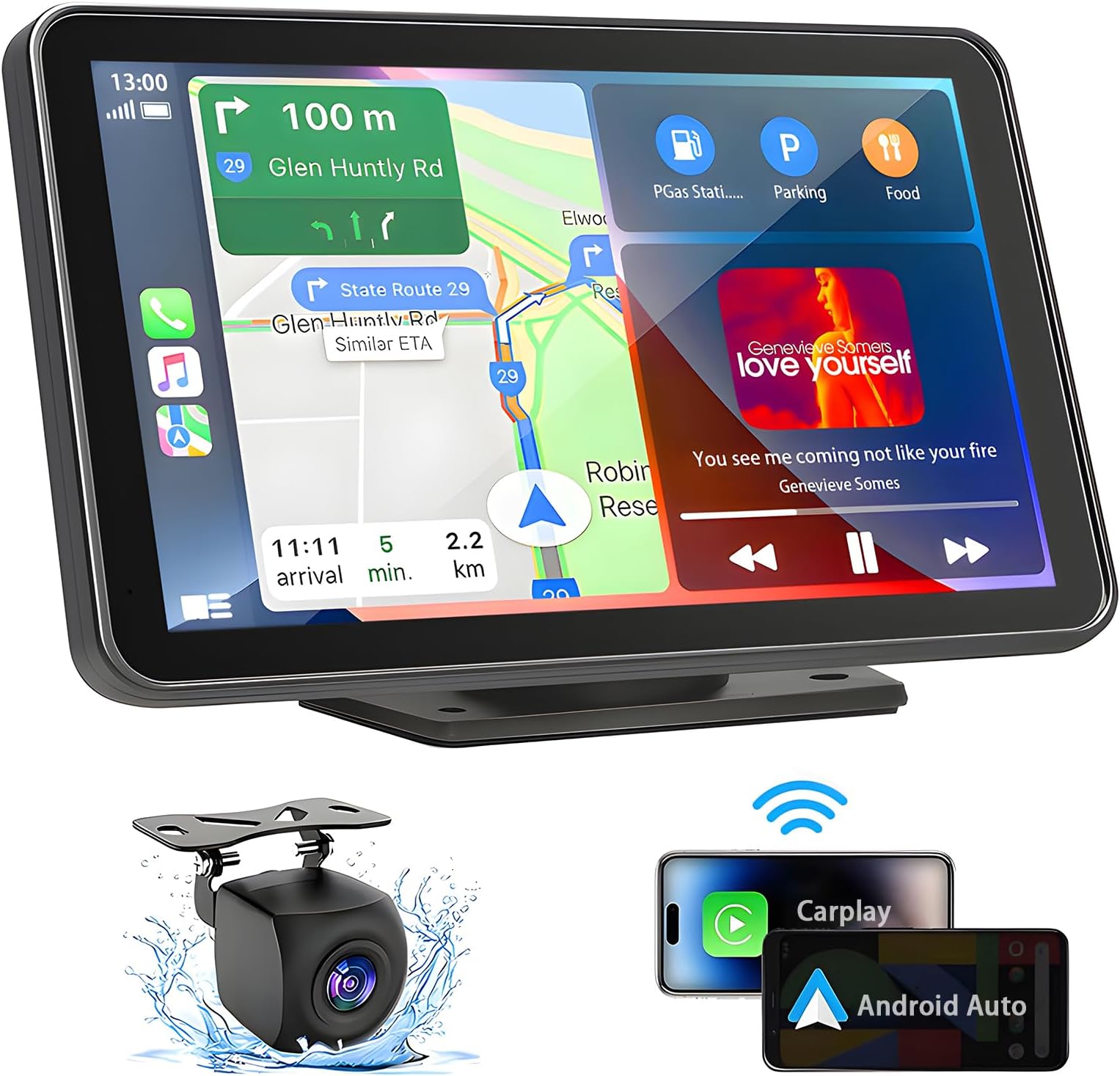 Faninso 7" HD Portable CarPlay Screen for car, Compatible