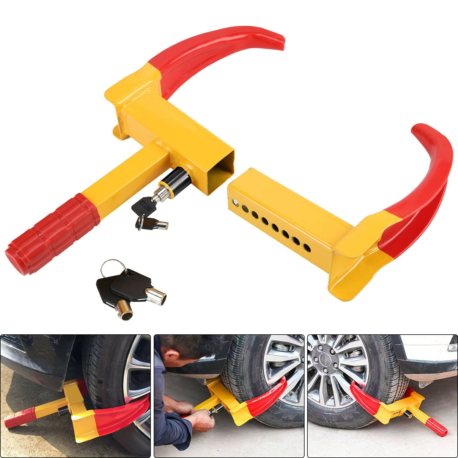 Deenz Heavy Security Wheel Clamp Lock for Cars Trailer Caravan Anti Theft Locking
