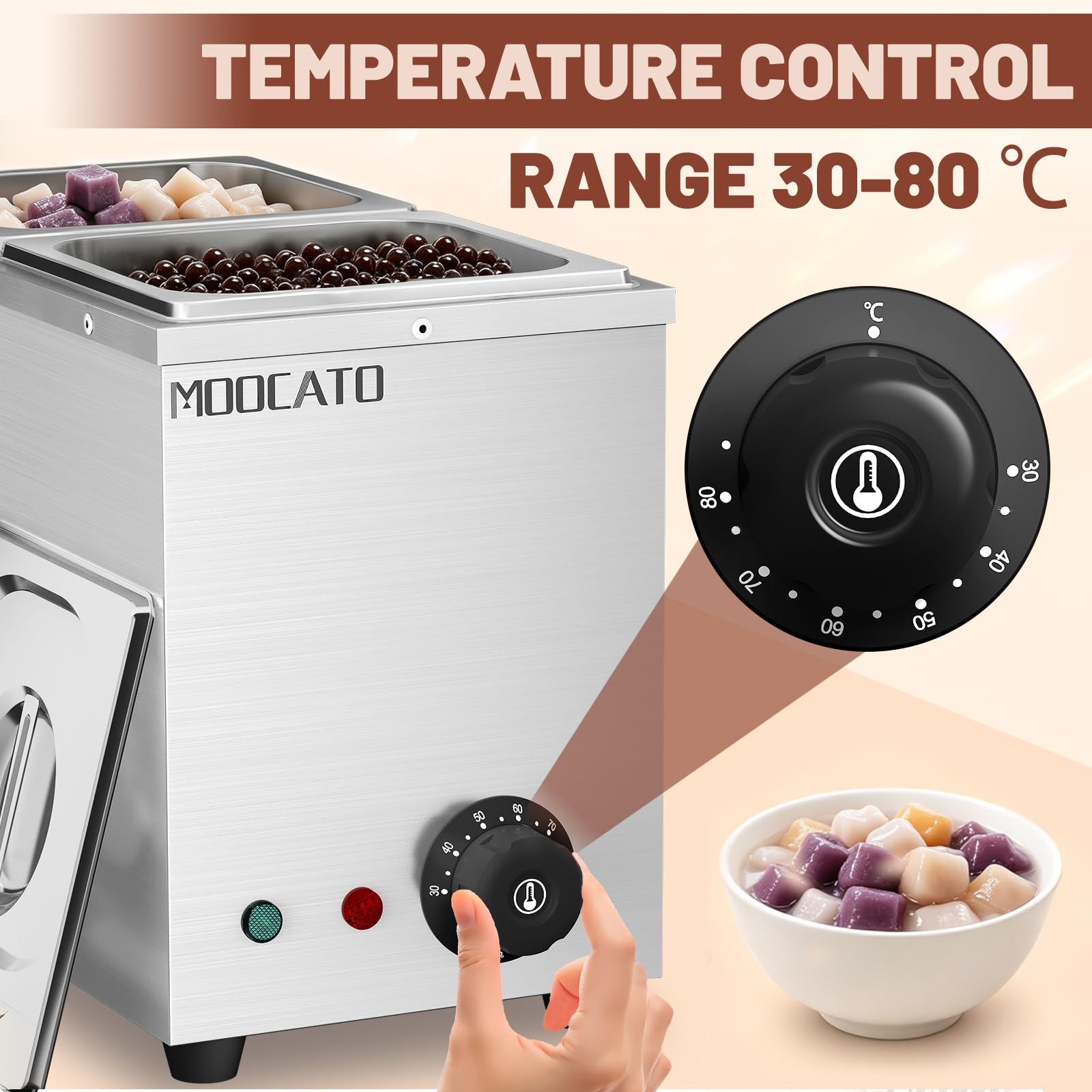 Schokolade Schmelztiegel, Schokolade Temperiermaschine 2 Töpfen | Elektrische schokoladen schmelzgerät Edelstahl, 2x1/6 GN Behälter Tapioka-Perlenwärmer, Chocolate Tempering Machine