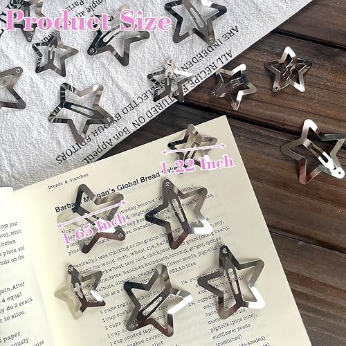 Miniatura 2 de 15 pasadores de metal para el cabello, antideslizantes, 1.22 pulgadas, pinzas para el cabello con broche de estrella para niñas, mujeres y niños,