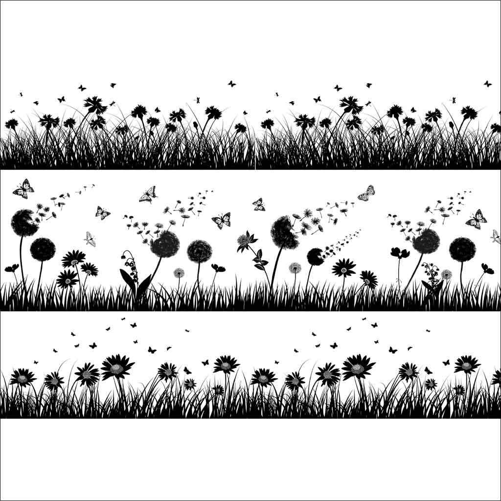 Ceramic Decals - Meadow Field (Black, 19 x 13 Inch)