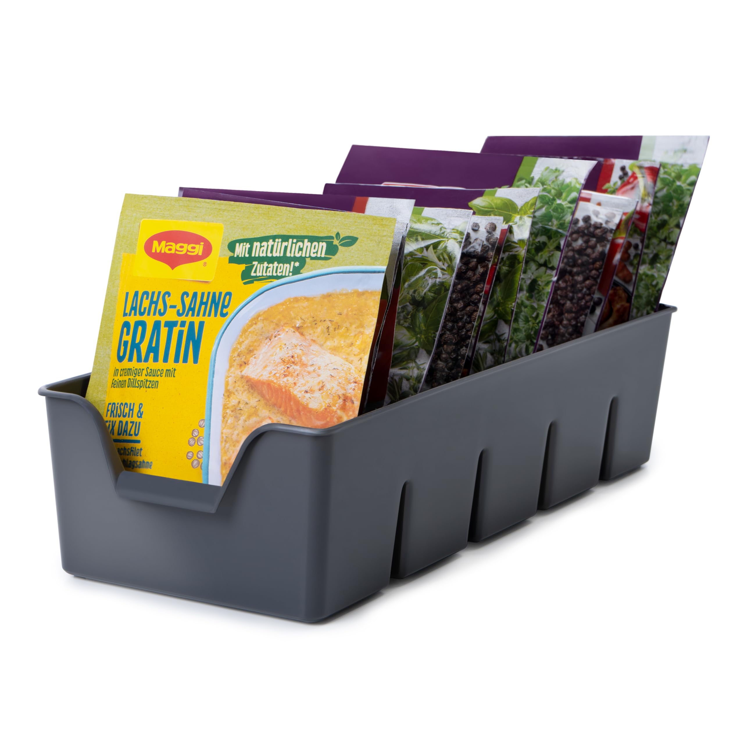 Spice Organiser for Cupboard, Stackable Spice Storage, Plastic Spice Container, Spice Organiser Kitchen, Grey