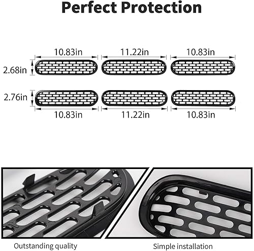 Miniatura 5 de JWWY Cubiertas para parrilla delantera, insertos de rejilla central, compatible con accesorios Ford Bronco 2021-2023, color negro, 6 unidades