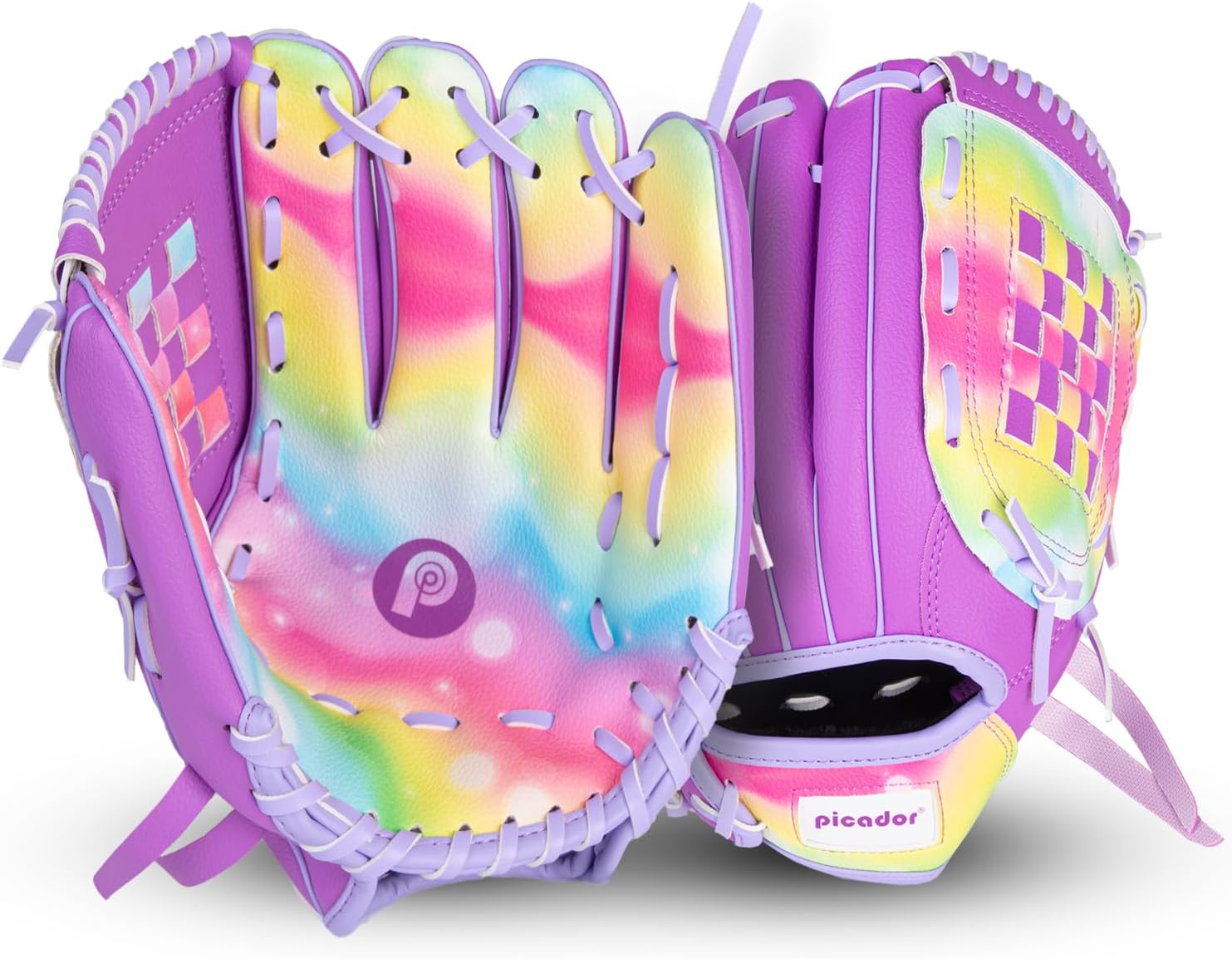 Baseball Glove 10.5'' - Colorful Girls Softball Gloves for Kids Children Youth Training Play, Left Infielder's Mitts Right Hand Throw