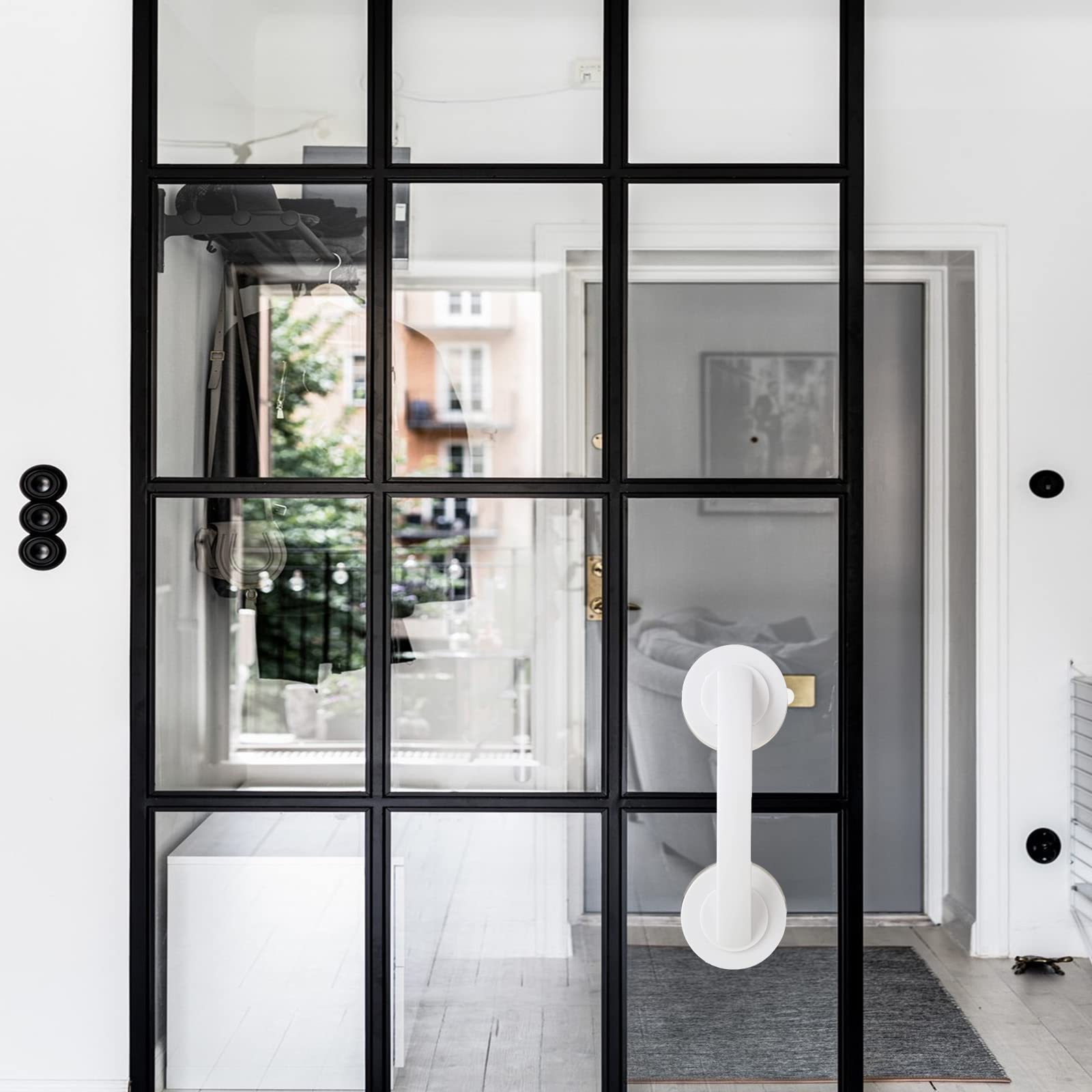 Piezas Barras de Agarre con Ventosa para Baño, Manijas de Agarre de Plástico de 19 cm para Ducha, Manijas de Agarre de Ducha Blancas Antideslizantes para Puerta de Ducha, Habitación, Ventana, Cajón