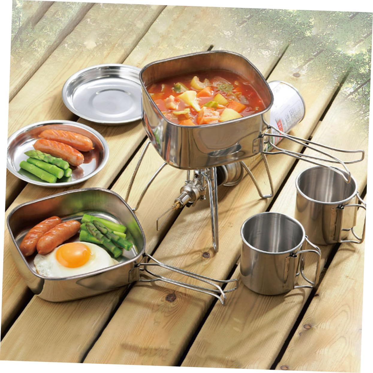 SUPVOX Camping Silverware Set Camping Pots and Pans Outdoor Picnic Cookware Lightweight Pan for Travel Home