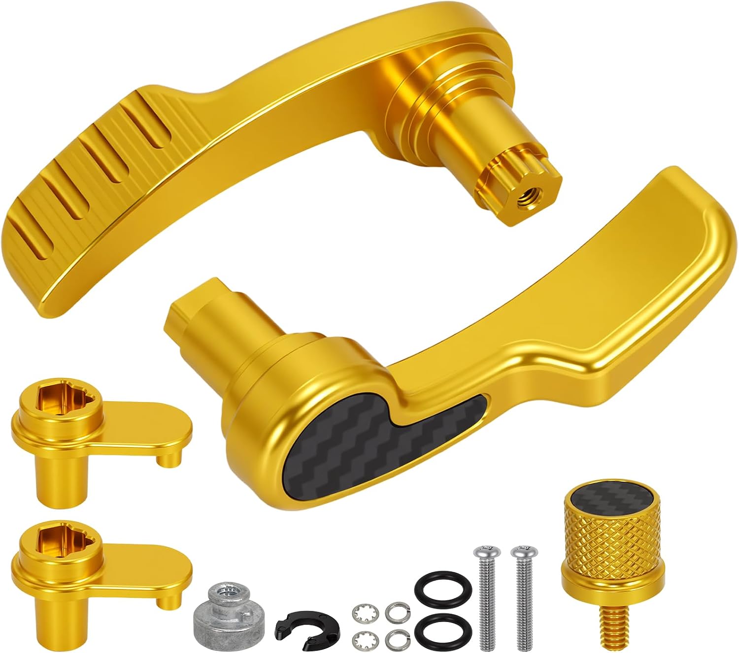 Gold Crbon Fiber Saddlebag Latch Lever-Lid Lifters Seat Bolt Screw for Harley Road Glide,Street Glide,Electra Glide,Road King,Ultra Limited,FLHR,FLHT,FLHX,FLHTK Touring 2014-2026
