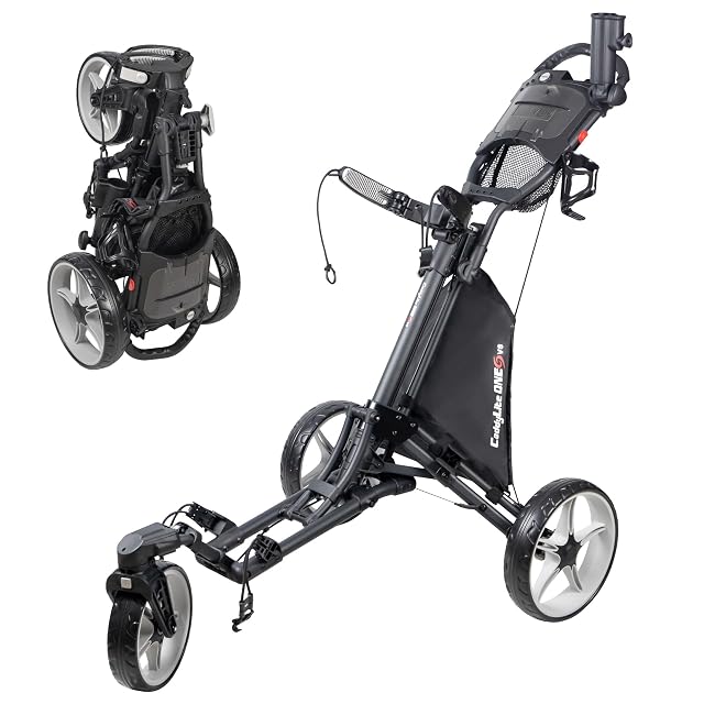 Caddytek CaddyLite ONE-Swivel V8 Golf Push Cart - Lightweight 3 Wheel Foldable Cart with One-Click Folding 360 Swivel