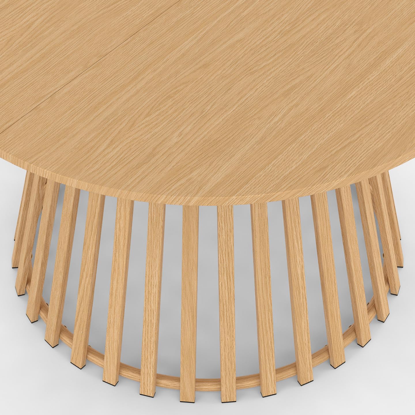 IDMarket - Salon de Jardin SOLAL Table Ronde 120 cm avec Pied Lattes en métal et 6 chaises de Jardin avec lanières et Coussins Beiges