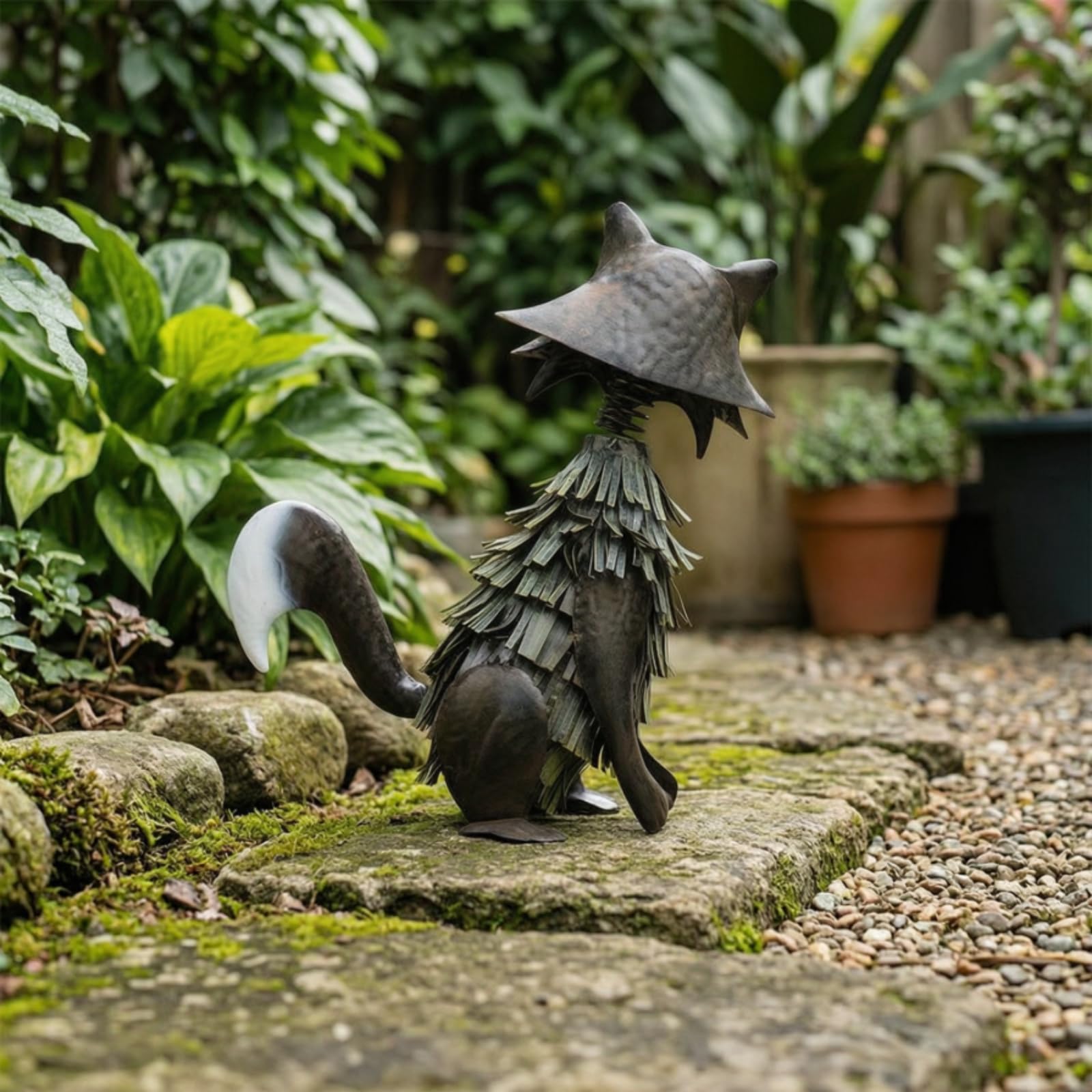 Metall-Figur aus Metall Vintage Metallfuchs patiniert Fuchsfigur aus für Gartenliebhaber