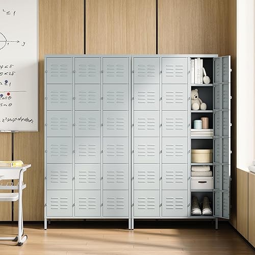 Miniatura 52 de Letaya Taquillas de metal para empleados: armario de almacenamiento de 9 puertas con estantes y gabinete de acero con cerradura para la escuela