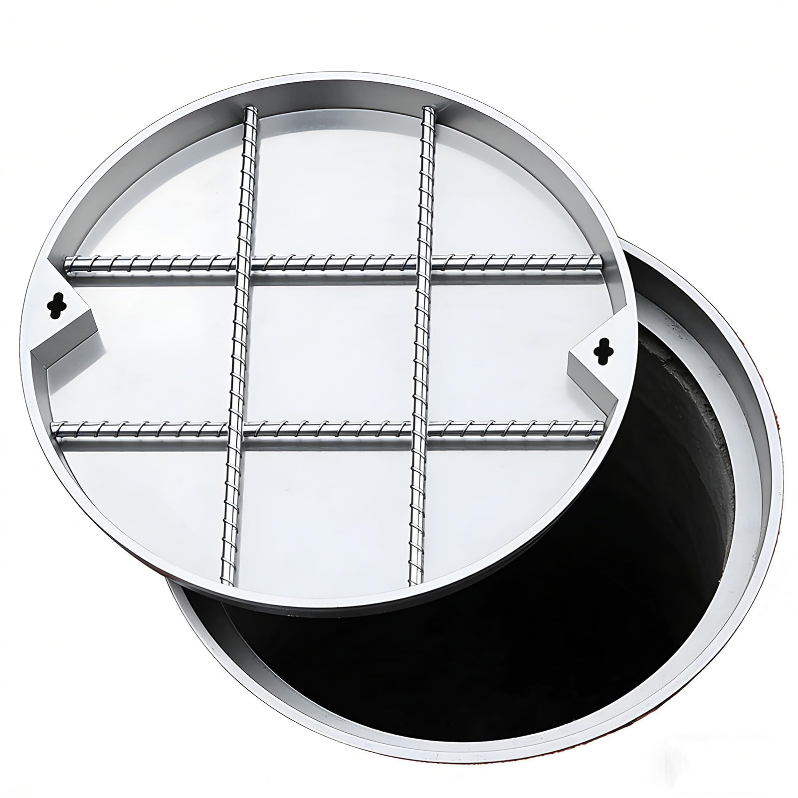 Couvercle de trou d'homme invisible en inox 80x5 cm avec cadre