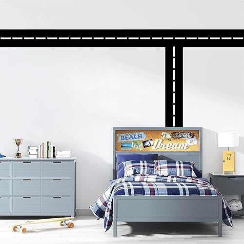 Miniatura 3 de Giant Road Wall Decal Extra Large Road Sign Wall Decals 141 Inch Vinyl Road Wall Sticker Peel and Stick Black Track Stickers for Wall Border Decals