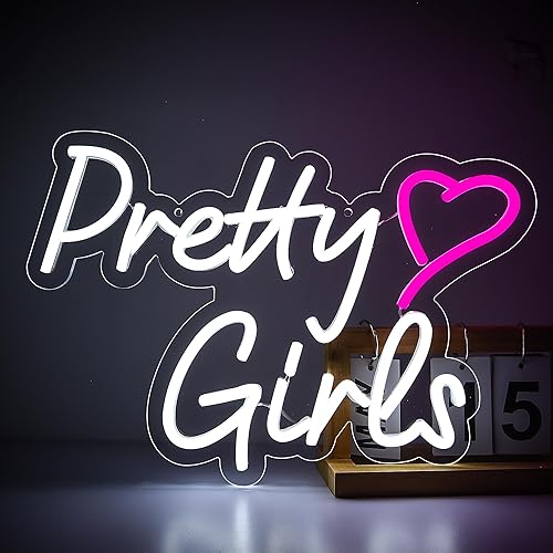 ATTNEON Pretty Girls - Letrero de neón para niñas, bonita luz LED de neón para decoración de pared, letrero iluminado para habitación de niñas,