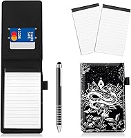 Vista 8 de Juego de 4 soportes para bloc de notas de tamaño de bolsillo, de piel sintética, mini bloc de notas con 2 bloc de notas pequeños y lápiz capacitivo