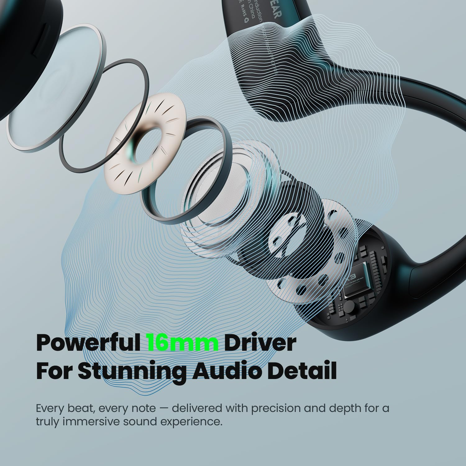 Cuffie a conduzione ossea, Bluetooth V6.0, auricolari a conduzione ossea con microfono, cuffie a orecchio aperto, 12 ore di autonomia, cuffie sportive wireless IPX5 impermeabili per corsa, passeggiate