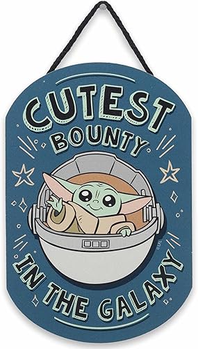 Disney Star Wars The Child Cutest Bounty In The Galaxy - Decoración de pared de madera colgante - Lindo letrero de Grogu para dormitorio de niños o