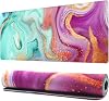 Benvo Extended Mouse Pad with Stitched Edges Extra Large Gaming Mousepads with Non-Slip Rubber Base and Micro-Weave Cloth Desk Mat for Gamer Office Home35.4x15.7 inch, Marble Pink and Blue