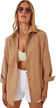 BIG DART Oversized Button Down Shirts for Women, Dressy Casual Long Sleeve Blouses Summer Tops Tunics