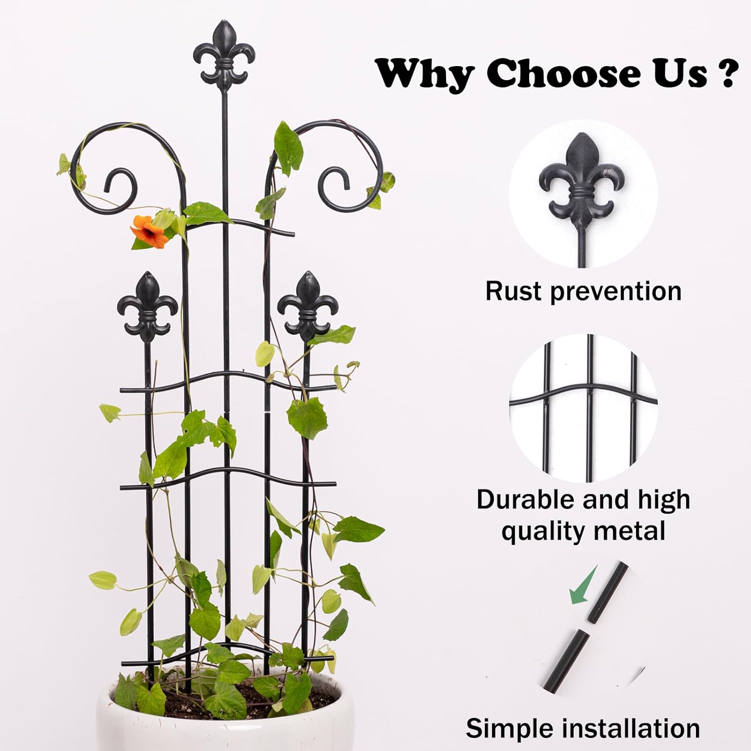 31" Trellis for Climbing Plants Indoor - Heavy Duty Metal Support for Potted Plants, Ideal for Vining Plants, Perfect for Tall Monstera & Houseplants, for Gardeners & Plant Lovers