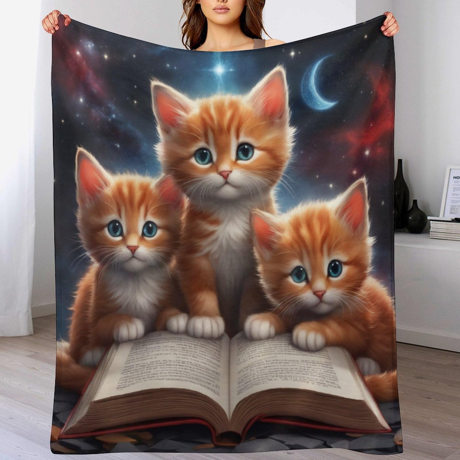Couverture chat en flanelle douce pour réchauffer toute la famille