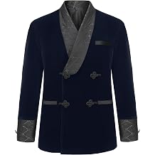 Mens Short Velvet Smoking Jacket Double Breasted Blazer with Quilted Shawl Collar for Wedding Party Dating