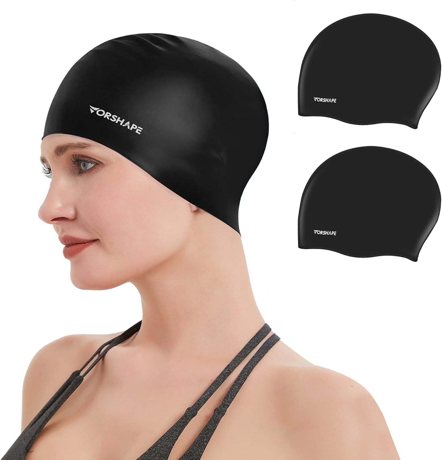 Vorshape Swim Caps for Women Long Hair (2 Pack), Durable Silicone Swimming Caps for Women Men Adults Youths, Easy to Put On and Off, 6 Colors : Sports & Outdoors