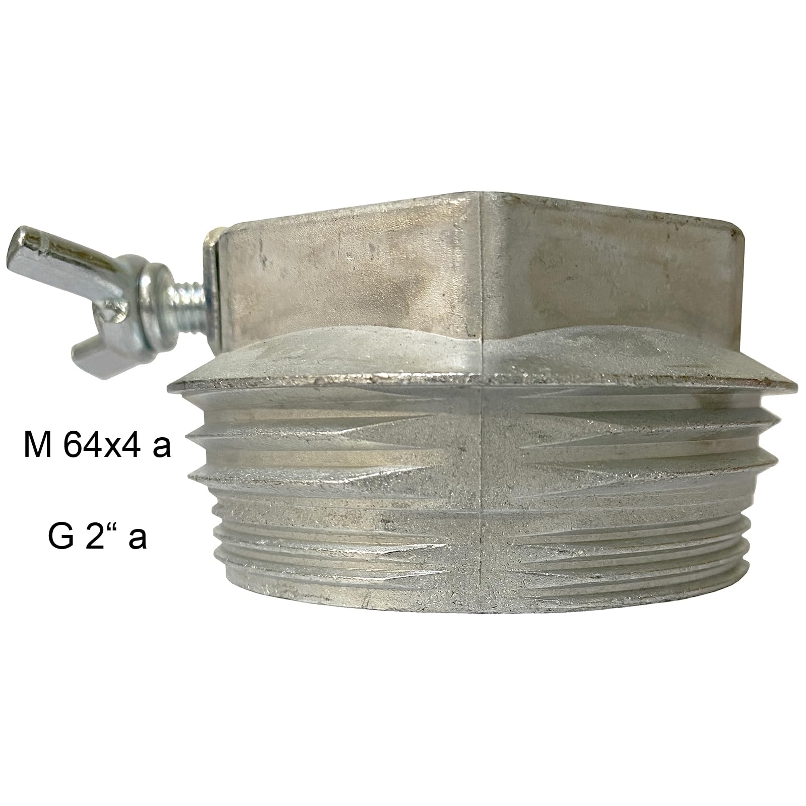 Pressol 13080 Fassverschraubung, Befestigung Saugleitung, Zinkdruckguss, G 2" und M 64 x 4 a Gewinde, für Rohr Ø 32mm, 66 x 36 mm