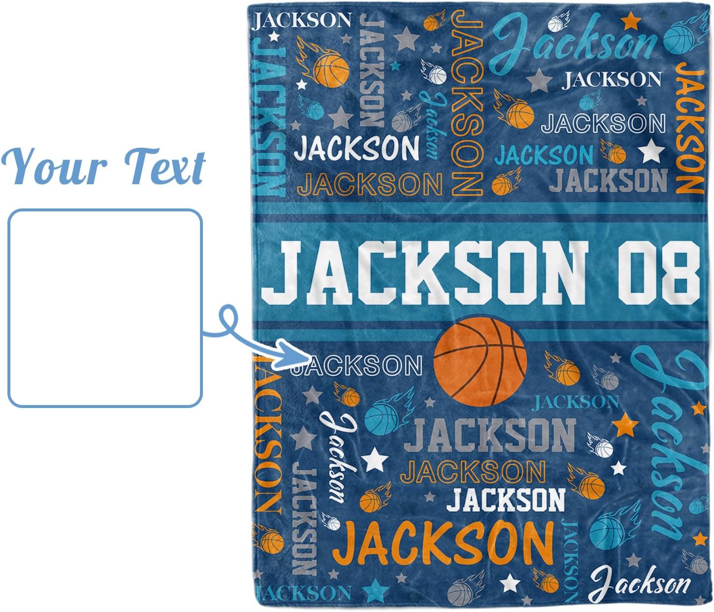 Custom Baby Blanket, Personalized Baby Swaddle Blanket with Name, Basketball Soft Receiving Blankets for Baby Boys, Double Layer Dotted Nursery Blanket, Gift for Infant Toddler Kid(60"x80")