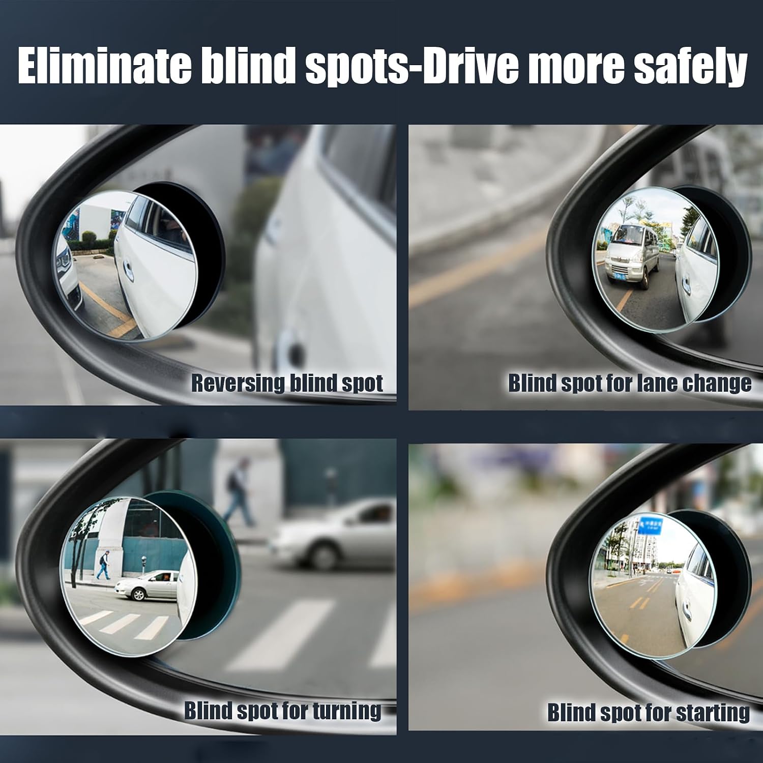 2Pcs Car Blind Spot Mirrors, Compatible with Hyundai Santa Fe Calligraphy SUV 2021-2025, Reversing Blind Spot Car Auxiliary Mirror Round HD Convex Rearview Mirror