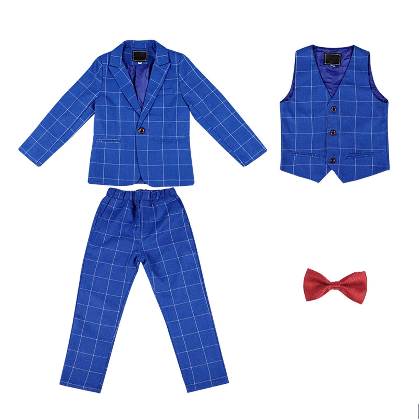 Chaleco a cuadros para niños, otoño e invierno, vestido de tres piezas para caballeros, hombres y mujeres