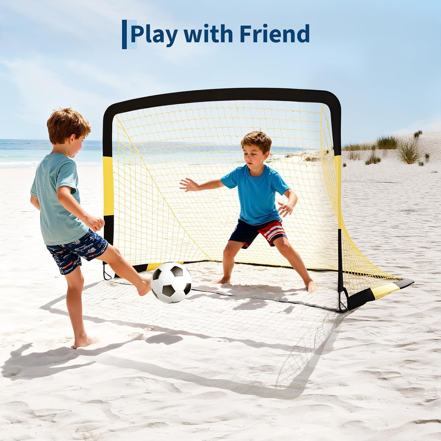 Set of 2 Foldable and Portable Football Goals, 180 x 120 x 120 cm with Accessories, Quick Assembly, for Indoor, Outdoor and Garden