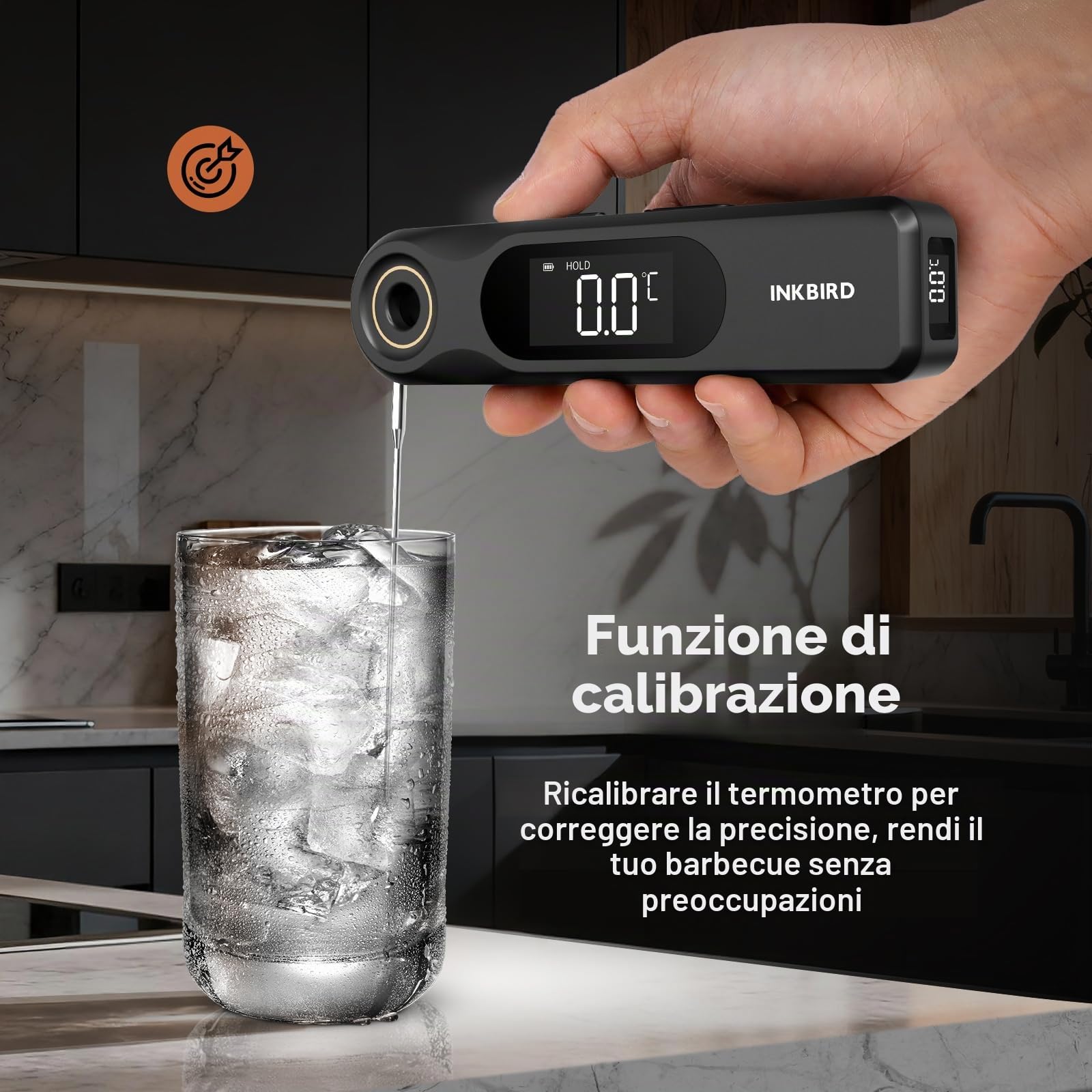 INKBIRD Termometro Alimentare a Lettura Istantanea a Doppio Display,Due Schermi,Risposta Super Rapida 0,5 Sec,Impermeabile IP65 Corpo Intero,Ideale per Cucina, Grigliate,Forno,Preparazione Bevande
