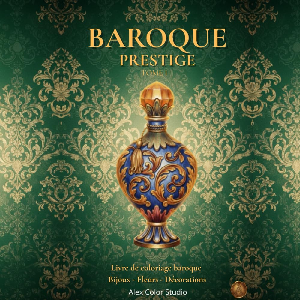Baroque prestige tome I - Livre de coloriage : bijoux, fleurs, décorations: Pour enfants et adultes. Élégance, ornements royaux et art décoratif inspiré de l’aristocratie européenne