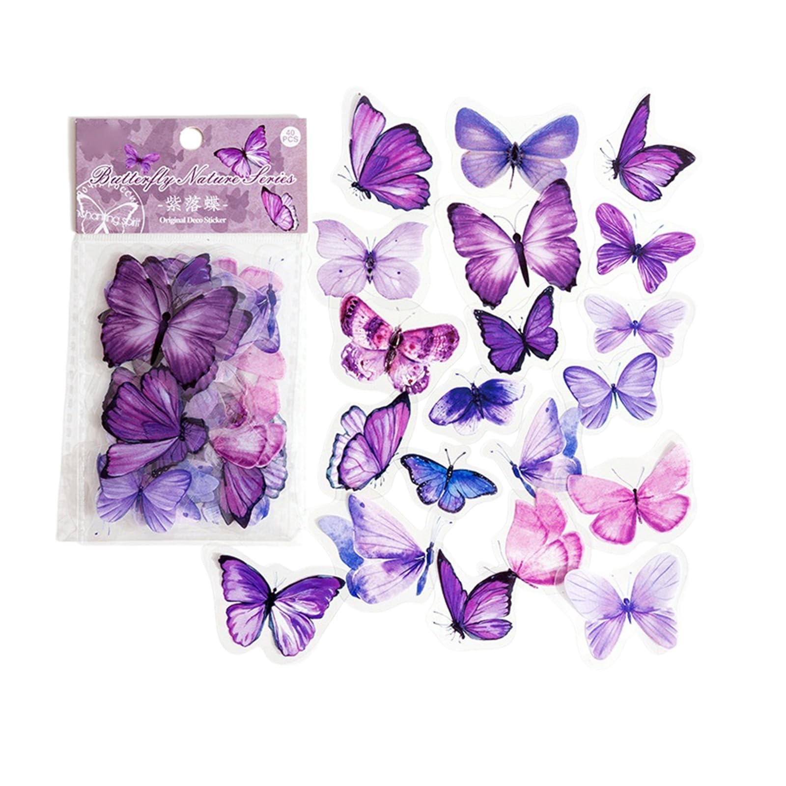 320Pcs Buttery Theme Sticker Waterproof PET for Scrapbook Journal Notebook Diaries Phone Cover Laptop Snowboard Clear Pet for Journaling