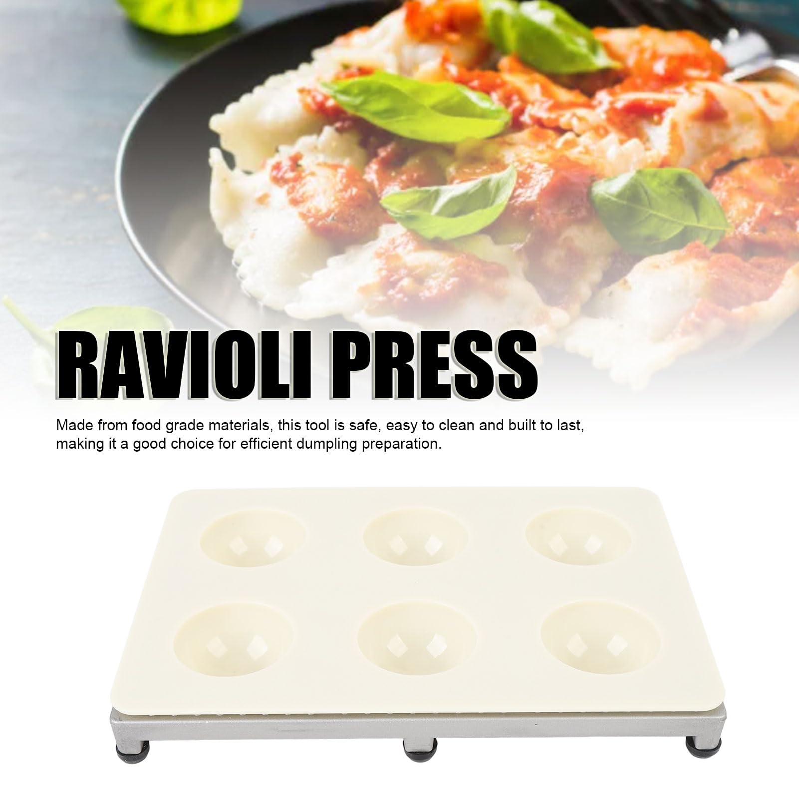 Ravioli Maker Pressa per Ravioli Pasta Maker 6 Fori Lega di Alluminio ABS Facile da Usare per la con Design Rotondo Adatto per Alimenti