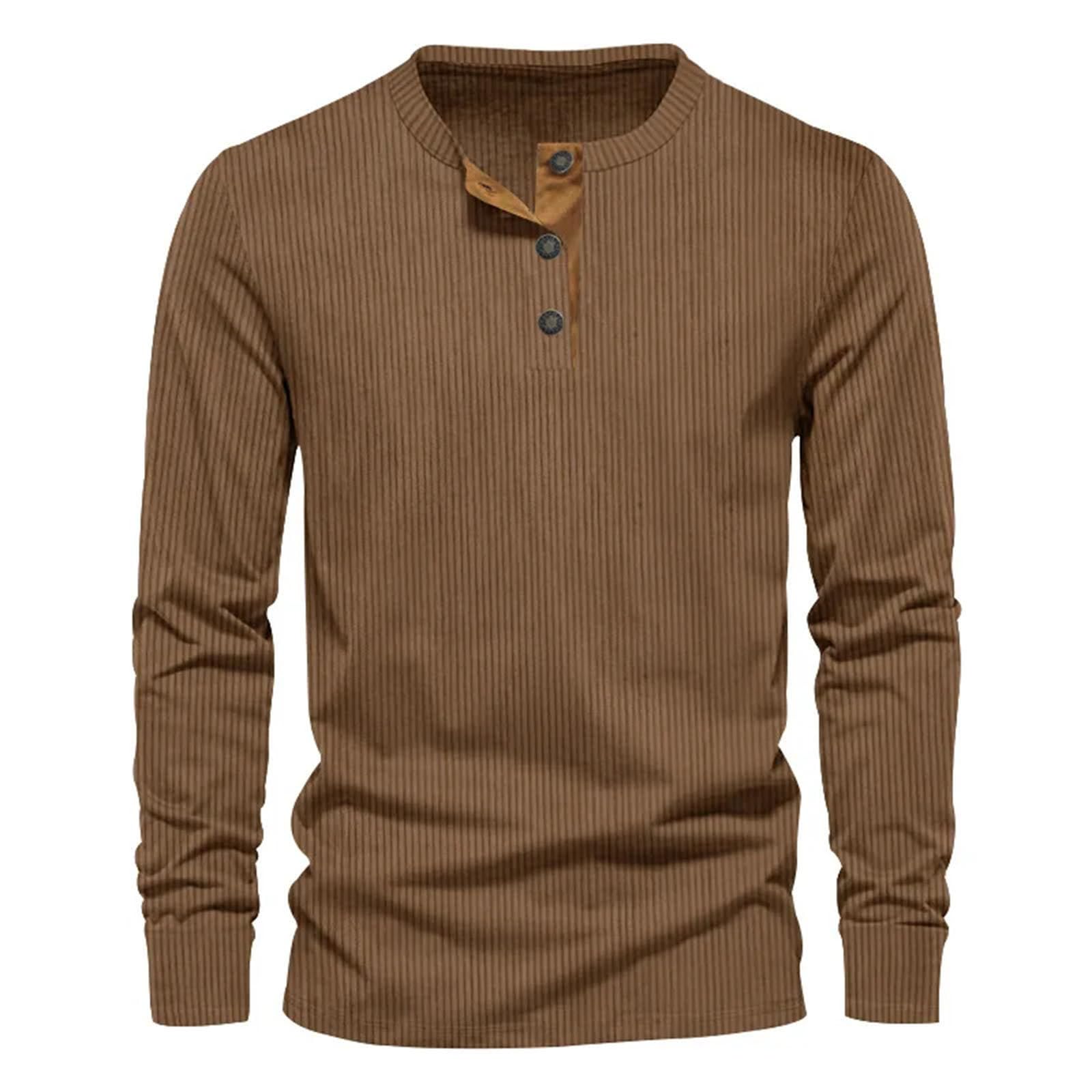 T-shirt da uomo leggera a maniche lunghe in velluto a coste retrò casual slim tinta unita manica lunga O collo camicia