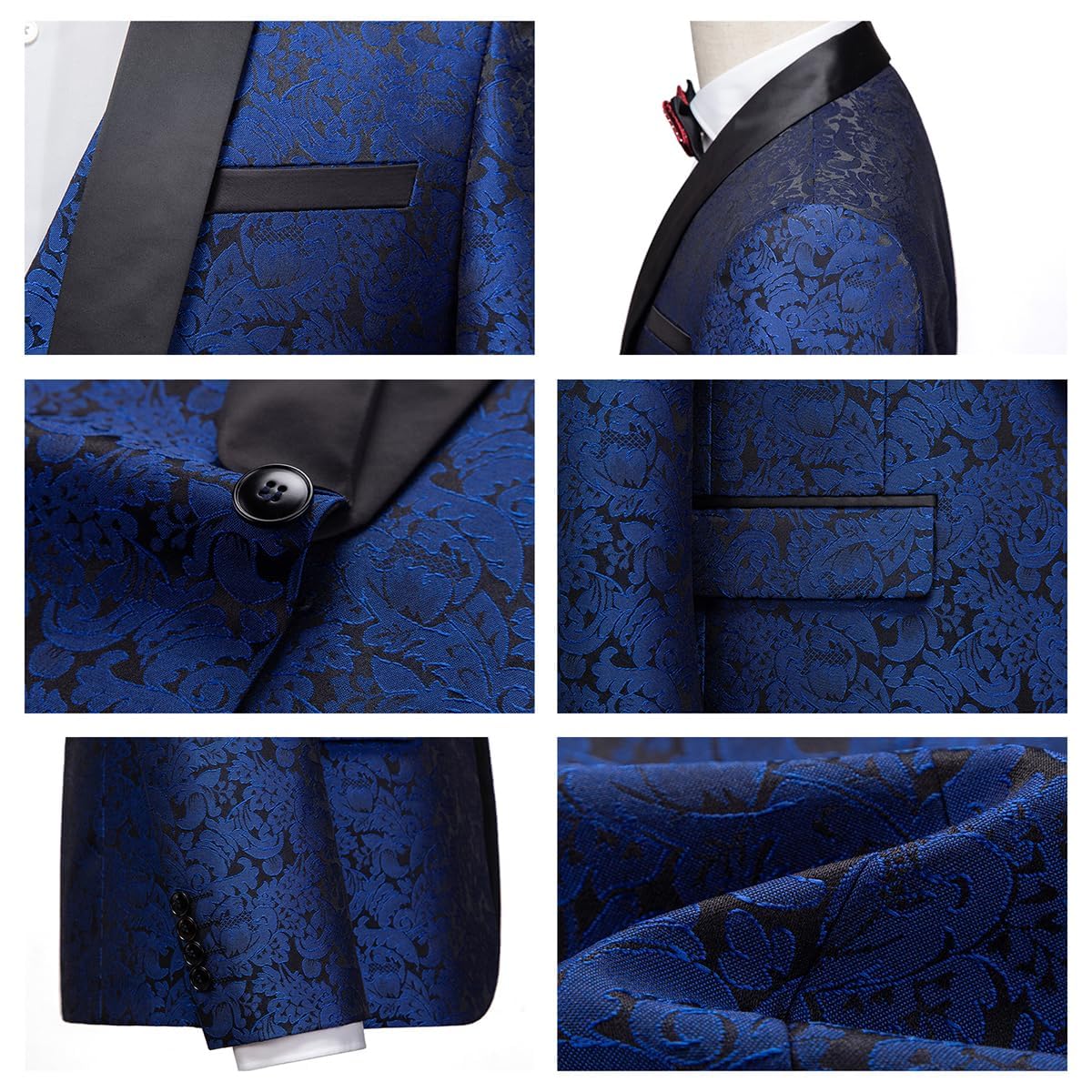 KUDORO Costume Homme 3 pièces Mariage Business Slim Fit Smoking Simple Poitrine à Un Bouton, Men Suits 3 Piece pour Fête Confort Elégant Blazer Veste et Pantalon Gilet
