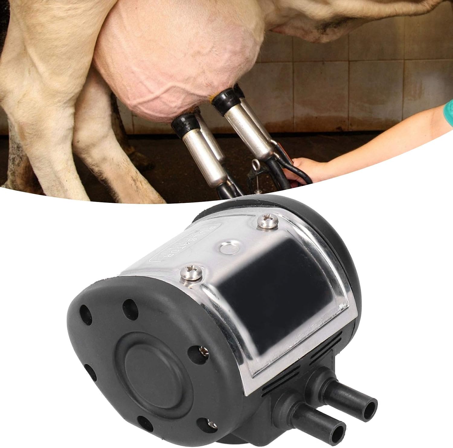 TOPINCN Milking Machine Pulsator Plastic Stainless Steel 2 Plastic Outlet Universal Pulsator for Cow Sheep Milker Milking Machine Farming Equipment