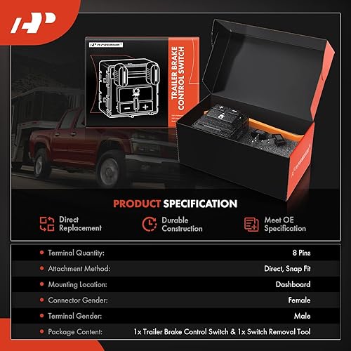 Miniatura 2 de Interruptor de control de freno de remolque A-Premium 84108373 - Compatible con 2014-2021 Chevy Colorado, Silverado, Tahoe, Suburban y GMC Sierra