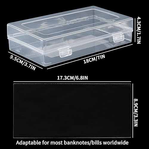 Miniatura 2 de 300 fundas para monedas, soporte transparente para dólares con caja de almacenamiento, protector de billetes para billetes de papel, billetes,