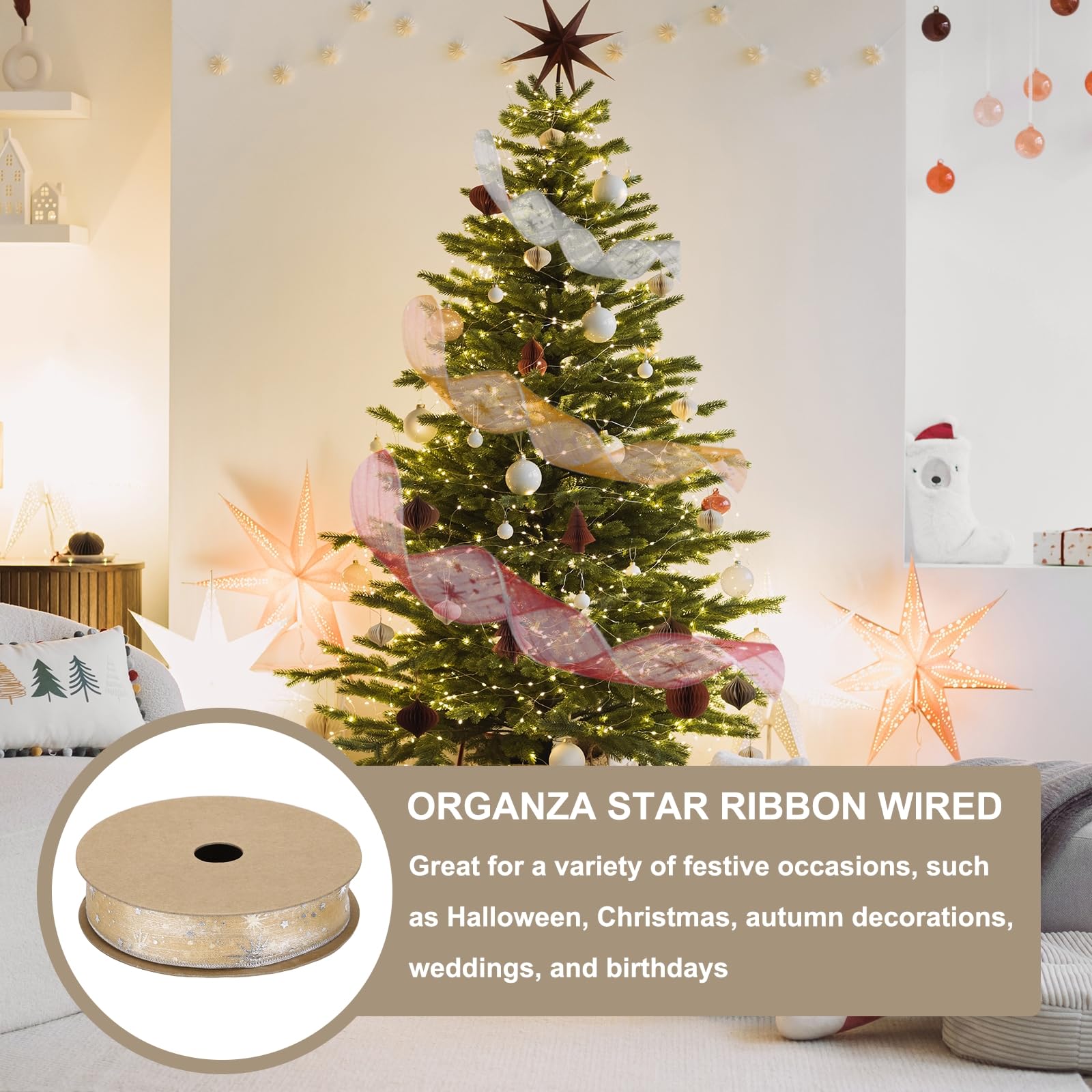 PATIKIL Organza Star Ribbon Wired - Image 4