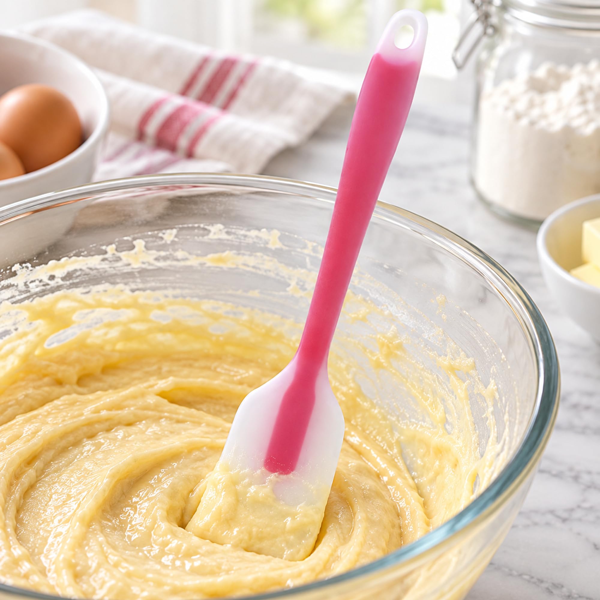 Silicone Spatula, Kitchen Mixing and Scraping Utensil for Baking Batter and Preparing Homemade Cakes and Desserts